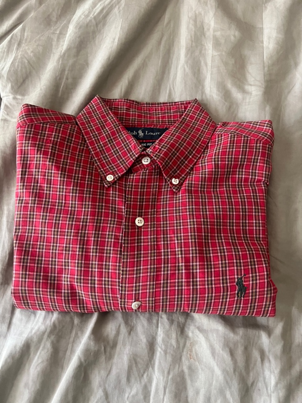 Polo by Ralph Lauren Red and Green Plaid Button-Down Shirt